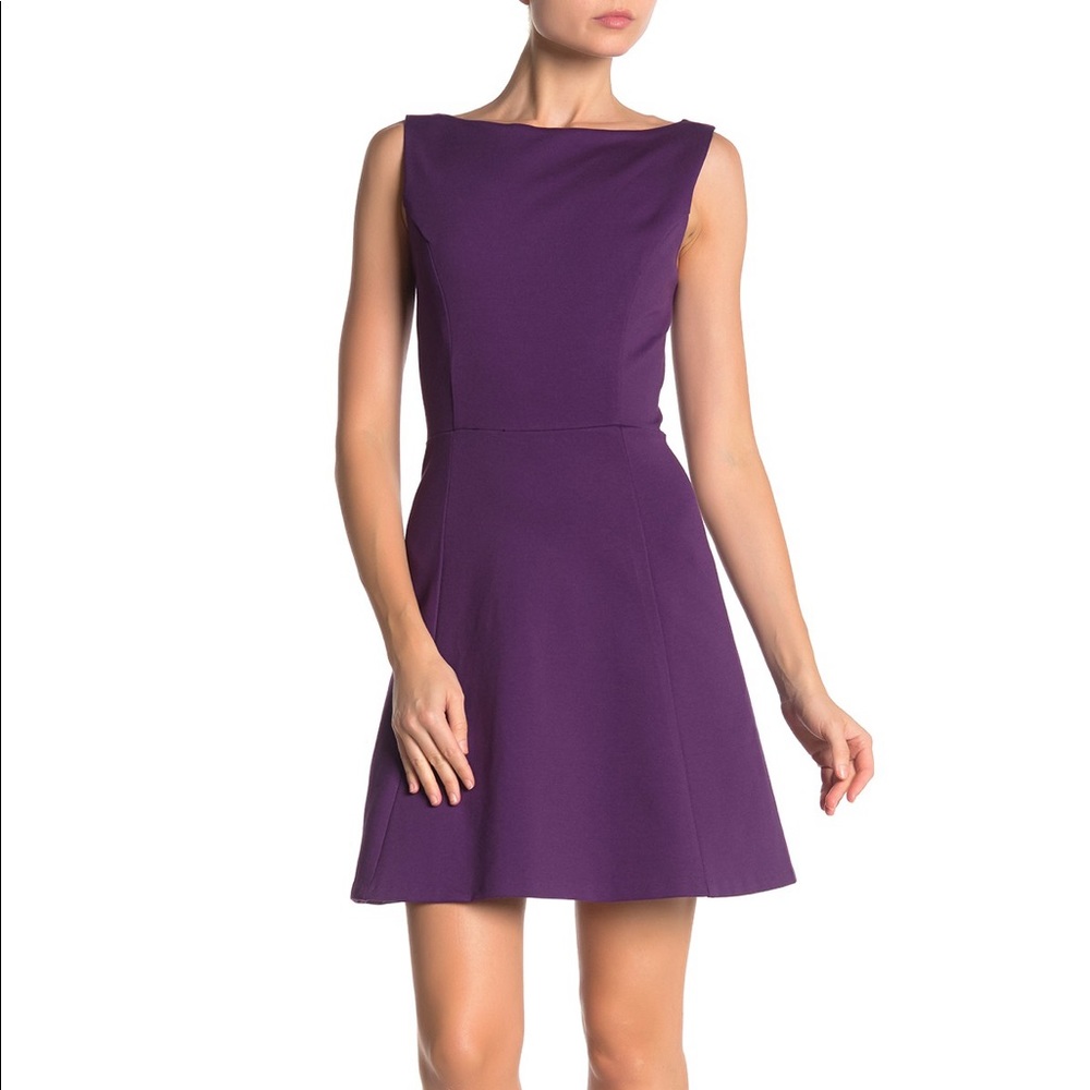 Love...ady Plum High Neck Ponte Sheath Dress L NWT